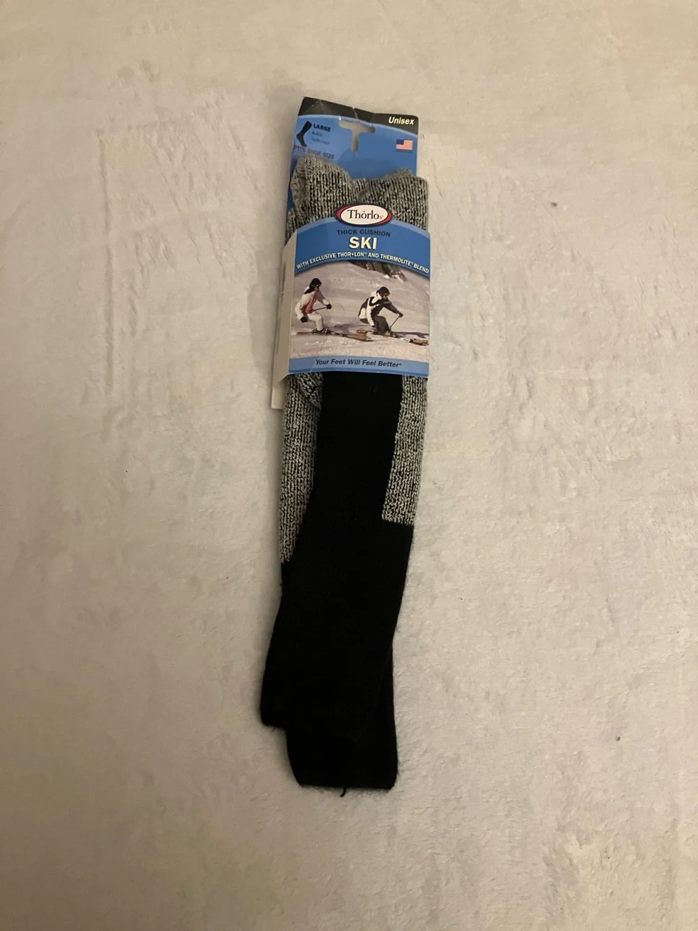 Thorlos Thick Ski Cushion Socks - Black and Gray Large